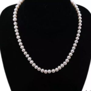 Natural Pearl Necklace 18”, hand knotted, AAA 6mm